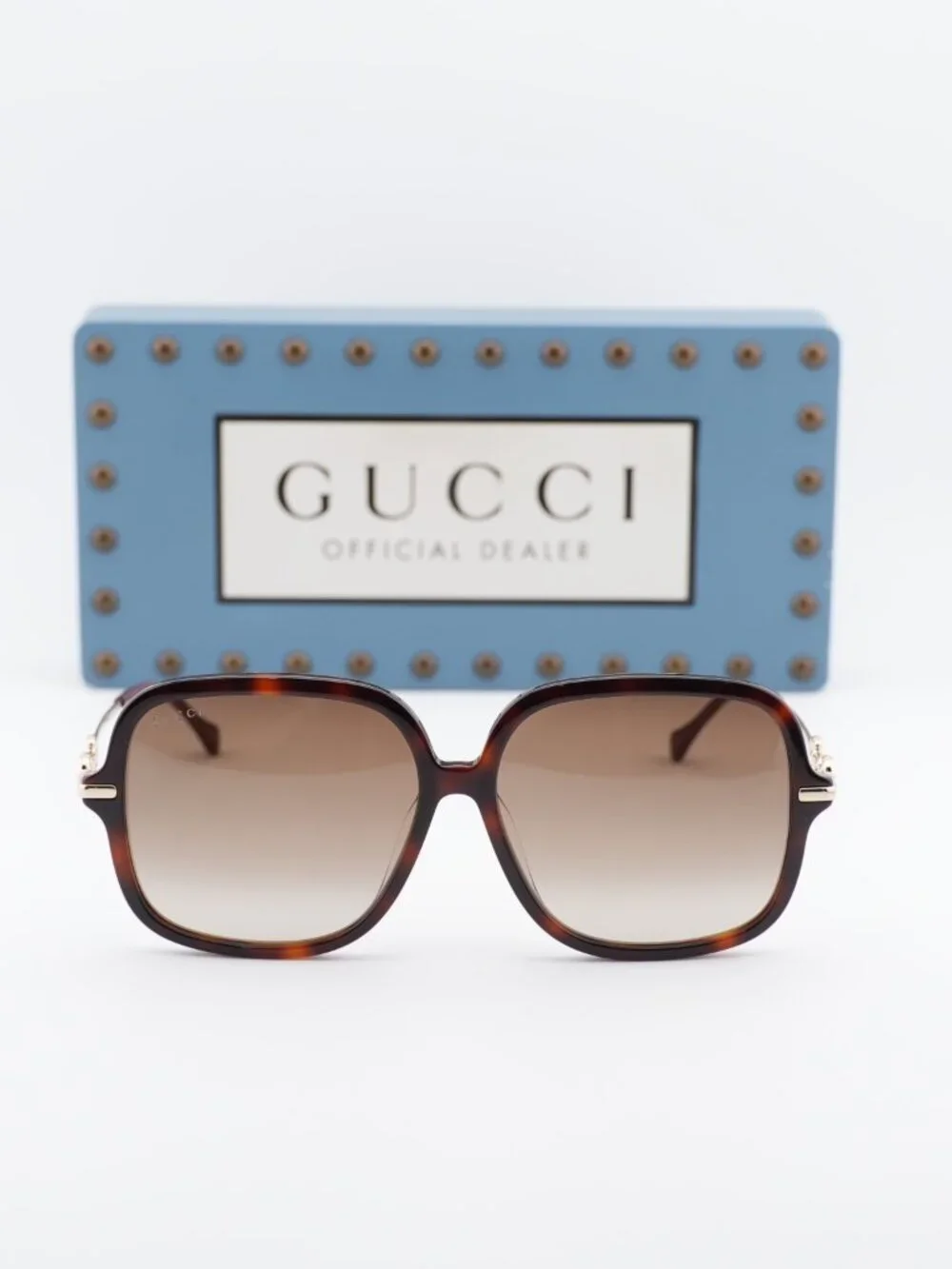 Gucci GG0884SA 002 Square Sunglasses - Havana / Brown